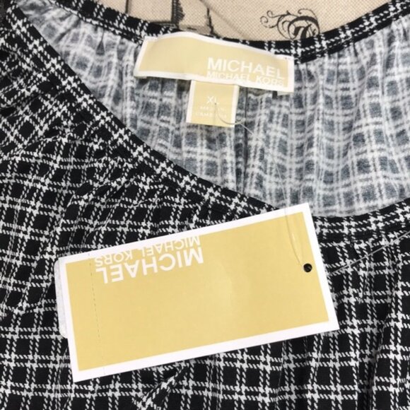 MICHAEL Michael Kors Micro Check Peasant Top - Picture 6 of 6